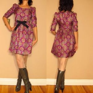 See by Chloe Dress Romantic Purple Silk Logo Print Y2K Fairy Coquette Size 2 4 6